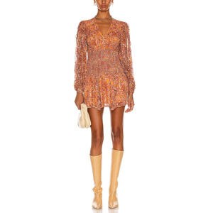 Rococo Sand 'Lar' Orange Chiffon Polka Dot Mini Dress Size XS